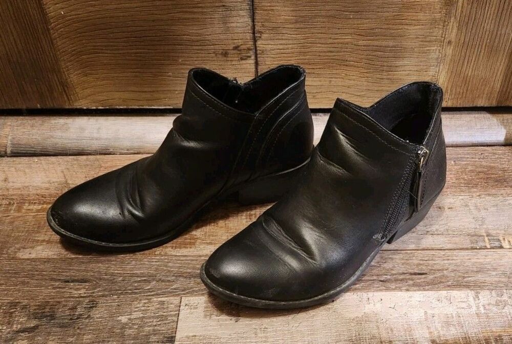 Ladies Arizona Coachella Size 7 Black Zip Up Ankle Boots Faux Leather